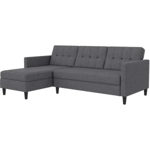 Expressleverans Loft24 Bäddsoffa Hartford 213x153x82 cm, Grå, Linnetyg Utseende (100% Polyester 213x153x82 cm, Grå, Linnetyg Utseende (100% Polyester - Möbler
