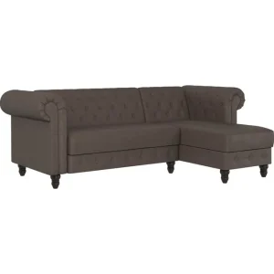 Outlet Loft24 Bäddsoffa Felix 241x154x83 cm, Mörkbrun, Mikrofiber/Trä/Metall 241x154x83 cm, Mörkbrun, Mikrofiber/Trä/Metall - Möbler