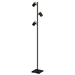 Golvlampa Eglo Cartagena Svart/Trä med 3 Lampor - Belysning & el Trygg betalning