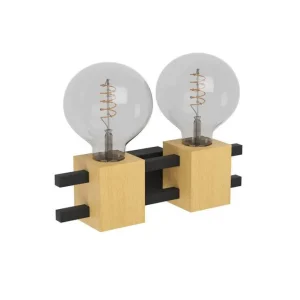 Utförsäljning Vägglampa Eglo Levantara Svart/Trä med 2 Lampor - Belysning & el