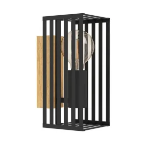 Vägglampa Eglo Cidraz Svart/Trä - Belysning & el risnedsättning