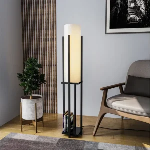 Handla nu Golvlampa Ratmo Sudampa (Hyllhöjd: 60 cm) Svart Beige Svart Beige - Belysning & el