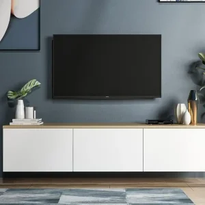 Tv-bänk 160 cm 3 Skåp Vit/Natur - Möbler Sänkt pris