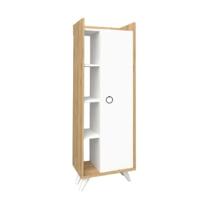 Köp online Badrumsskåp 32x155 cm Natur/Vit - Förvaring