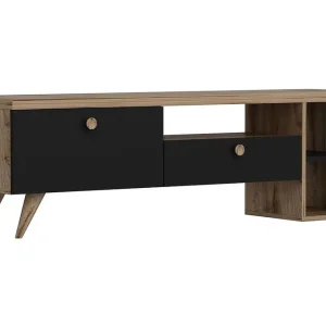 Tv-bänk 150 cm 2 Skåp Svart/Natur - Möbler Extra rabatt