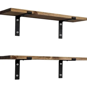 Vägghylla 16x60 cm 2-pack Valnöt/Svart - Förvaring Populärt val