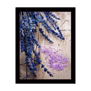 Inramad Canvastavla i trä - 41x56 cm - Blommor av lavendel med rosa saltkristaller Blå / Lila - Inredning Beställ nu