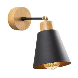 Premium Vägglampa Sudalwani Svart / Ek Svart / Ek - Belysning & el