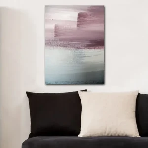 Canvastavla 70x100 cm - Abstrakt landskap med mjuka färgövergångar i rosa och blå nyanser Rosa / Blå / Grå - Inredning Billig