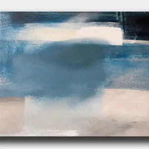 Canvastavla 70x100 cm - Abstrakt landskap med mjuka blå nyanser och ljusa inslag Mörkblå / Ljusblå / Vit - Inredning Rabatt