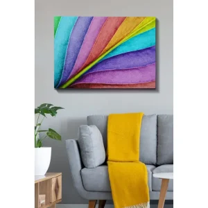 Nedsatt pris Canvastavla 70x100 cm - Färgglada, böljande blad i olika nyanser som skapar en dynamisk och livfull komposition Turkos / Lila / Grön - Inredning