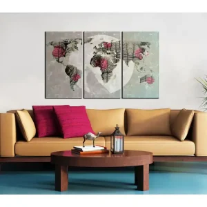 Tavla Karta över Världen: Fullmåne Triptych 90x60 - Inredning & dekor Rabatter