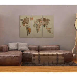 Trygg betalning Tavla Karta över världen (tyska) Triptych 90x60 - Inredning & dekor