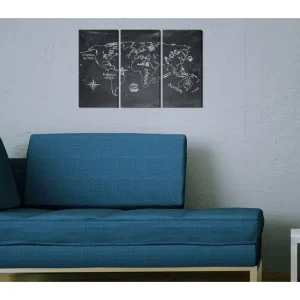 Tavla Geografi lektion (franska) Triptych 90x60 - Inredning & dekor Bästa pris