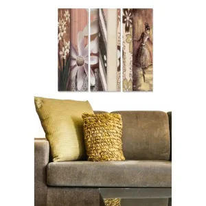 Canvastavla i trä 3-delar 50x70 cm - Elegant balettdansös i en romantisk miljö med blommor Beige / Vit / Brun - Inredning Endast denna vecka