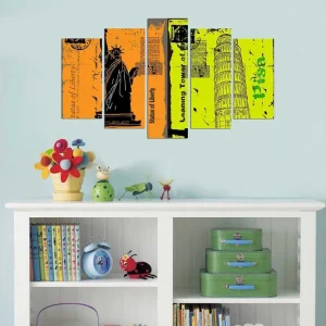 Snabb leverans Dekorativ MDF-målning 5-Delar 20x60 cm Flerfärgad - Inredning