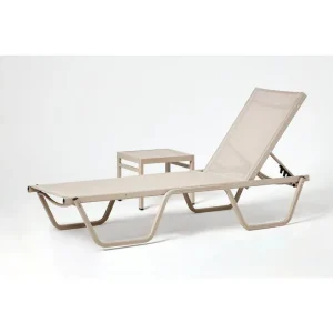 Solstol och sidobordsset (2 delar) Azoula Beige Beige - Utemöbler Kampanj