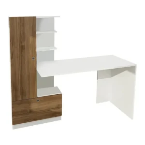 Trygg betalning Merinoz Skrivbord 120 cm med Förvaring Hyllor + Låda + Skåp - Möbler