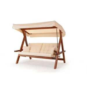 Trädgårds Trippel Gungstol Hazim Natur / Beige Natur/Beige - Utemöbler Begränsat antal