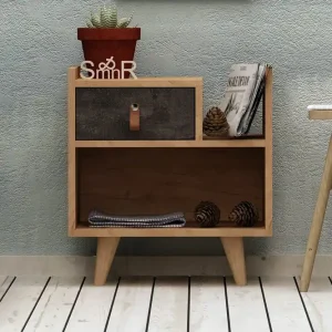 Snabb leverans Mod Design Sängbord 50 cm med Förvaring Låda + Hylla Läderbe - Möbler