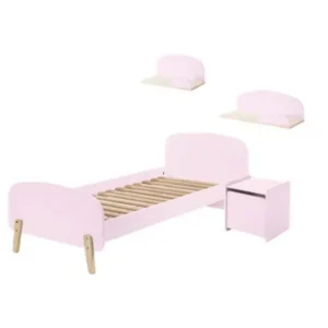 Säng med sängbord Vägg hyllor Kiddy Rosa Rosa - Möbler Begränsad tid
