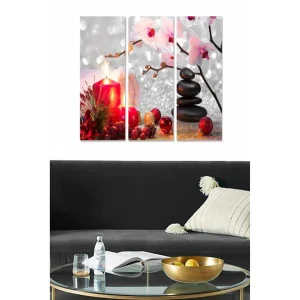 Canvastavla Floral 3-pack Flerfärgad 20x50 cm - Inredning risnedsättning