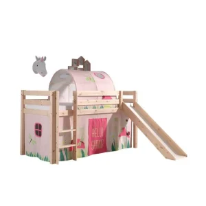 Beställ idag Halvhöjdssäng med gardin Pino Spring Naturlig, Naturlig, Med rutschkana, Fjäder, Vår, Utan fickor Naturlig, Naturlig, Med rutschkana, Fjäder, Vår, Utan fickor - Möbler