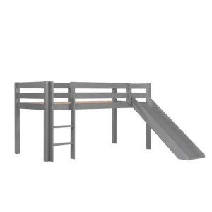Mellanhög säng med rutschkana Pino Grå, 115 cm Grå, 115 cm - Möbler Extra rabatt