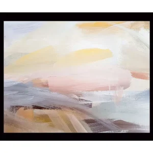Reapris Inramad Canvastavla i trä - 41x56 cm - Abstrakt komposition med mjuka färgövergångar Ljusgul / Ljusrosa / Ljusblå - Inredning