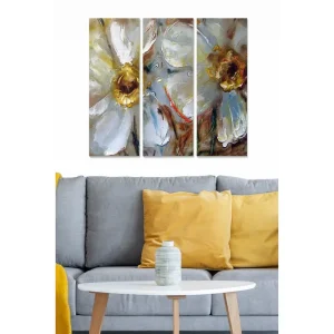 Endast denna vecka Canvastavla Floral 3-pack Flerfärgad 20x50 cm - Inredning