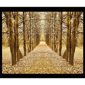 Trygg betalning Inramad Canvastavla i trä - 41x56 cm - Gyllene allé av träd i höstskrud Guld / Brun / Beige - Inredning