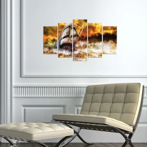 Dekorativ MDF-målning 5-Delar 20x60 cm Flerfärgad - Inredning Kampanjpris