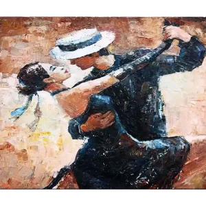 Lågt pris Canvastavla 70x100 cm - Passionerad tango mellan en man och en kvinna Svart / Beige / Vit - Inredning