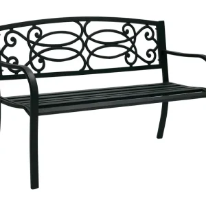 Billigare Bänk Utomhus Verde 128x59xh85 cm Stål Svart - Utemöbler