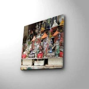 Populär Canvastavla 45x45 cm - Färgglada hantverk och dekorativa föremål i en marknadsställning Röd / Grön / Orange - Inredning