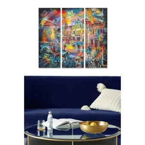 Canvastavla Abstract 3-pack Flerfärgad 20x50 cm - Inredning Premium