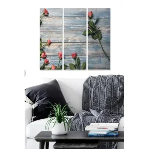 Outlet Canvastavla Floral 3-pack Flerfärgad 20x50 cm - Inredning