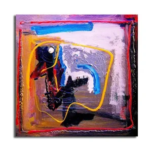 Canvastavla 45x45 cm - Abstrakt komposition med färgglada linjer och former Blå / Gul / Röd - Inredning Nyhet