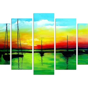 Dekorativ MDF-målning 5-Delar 20x60 cm Flerfärgad - Inredning Premium
