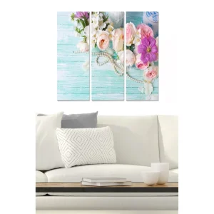 Bästa pris Tavla Floral 3-pack Flerfärgad 20x50 cm - Inredning