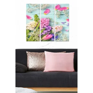 Beställ nu Canvastavla Floral 3-pack Flerfärgad 20x50 cm - Inredning