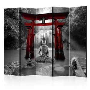 Begränsat antal Rumsavdelare - Buddha Smile (Red) II 225x172 - Inredning & dekor