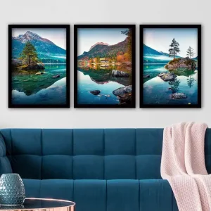 Dekorativ inramad målning 3-Delar 35x45 cm Flerfärgad - Inredning Rea