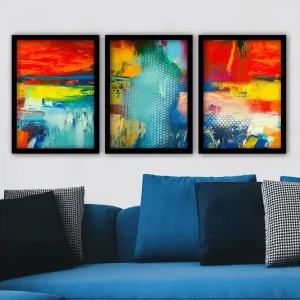 Utförsäljning Dekorativ inramad målning 3-Delar 35x45 cm Flerfärgad - Inredning