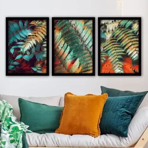 Sänkt pris Dekorativ inramad målning 3-Delar 35x45 cm Flerfärgad - Inredning