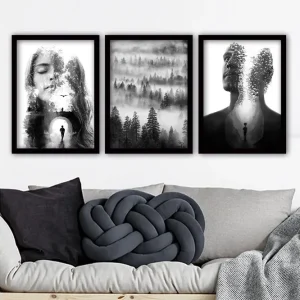 Dekorativ inramad målning 3-Delar 35x45 cm Flerfärgad - Inredning Billig