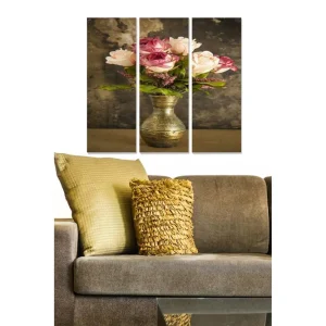 Canvastavla Floral 3-pack Flerfärgad 20x50 cm - Inredning Erbjudande