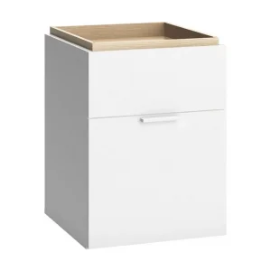 4You Sängbord 41 cm med Förvaring Vit/Natur - Möbler Rabatt