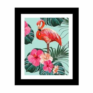 risnedsättning Tavla Floral Animal med Ram Flerfärgad 23,5x28,5 cm - Inredning