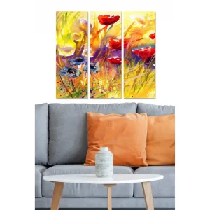 Canvastavla Floral 3-pack Flerfärgad 20x50 cm - Inredning Begränsad tid